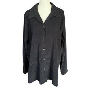 C.J. Banks black button down collared long sleeve jacket top women's size 16W